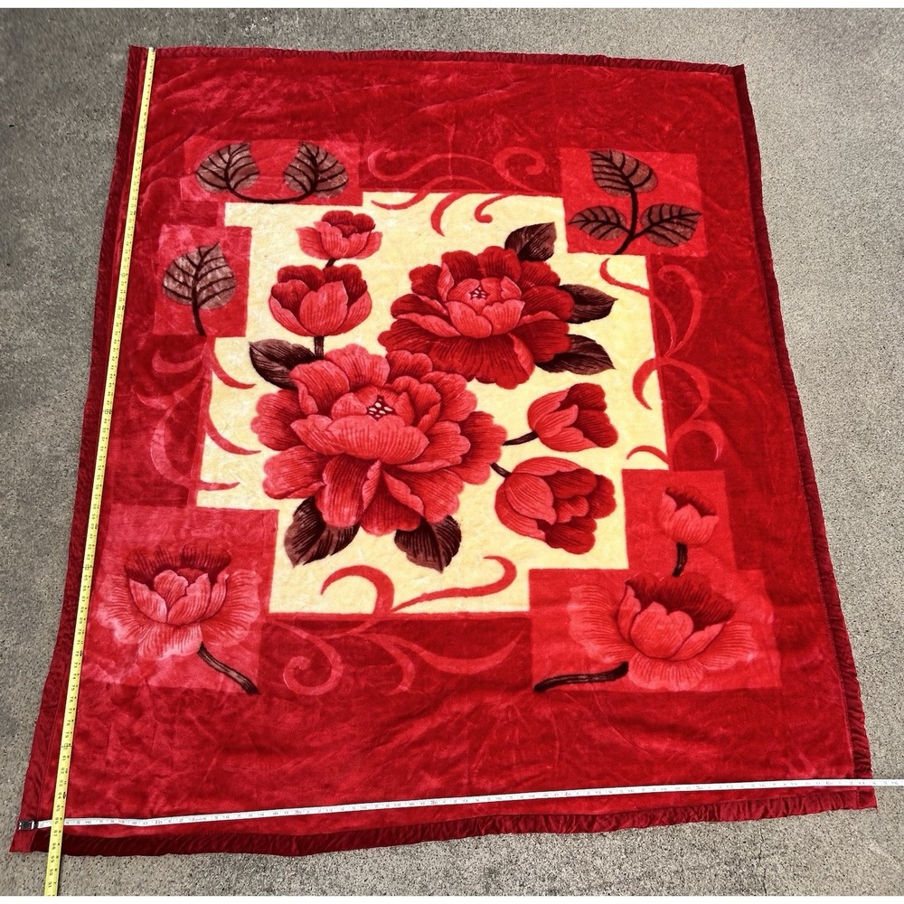 Vintage Royal Spain-style heavy plush Raschel mink Faux Fur Blanket 76"x88.5" - Picture 7 of 9